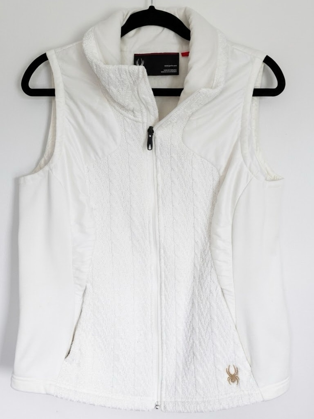 Spyder White Quilted Sleeveless Vest with Stand Collar